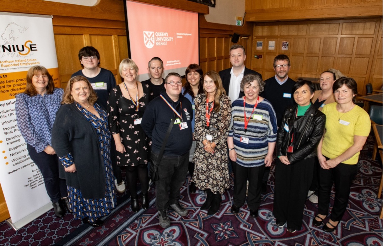 Placements, Support Workers and QUB Hosts and NIUSE representatives at the Inclusive Employment Scheme Social Event October 2023